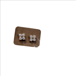 Aldo Rose Gold Princess Cut Square Multi Pearl Post Back Earrings